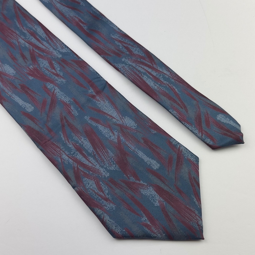 Strathmore Mens Silk Tie Blue Burgundy Abstract Brushstroke Made in Italy Preppy